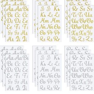 Gold and Silver Glitter Alphabet Sticker Sheets - Decorative Letter Decals